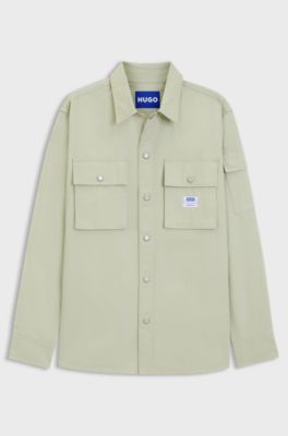 Relaxed-fit shirt in cotton ripstop, Light Green