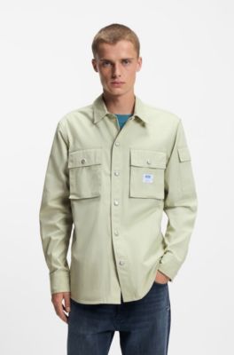 Relaxed-fit shirt in cotton ripstop, Light Green