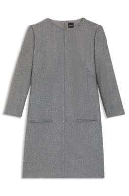 Flanell-Kleid mit Leistentaschen, Grau