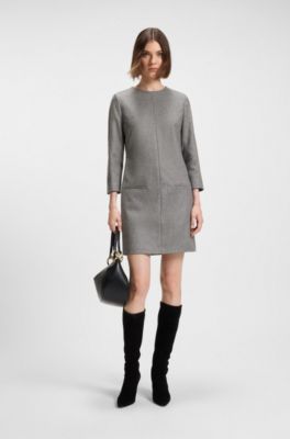 Flanell-Kleid mit Leistentaschen, Grau