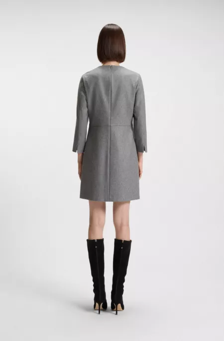 Flannel dress with welt pockets
