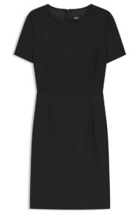 Slim-fit dress in virgin wool, Black