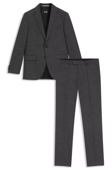 Two-piece regular-fit suit in wool and linen