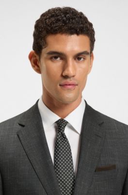 Two-piece regular-fit suit in wool and linen, Dark Green