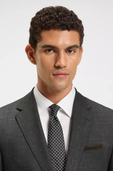 Two-piece regular-fit suit in wool and linen