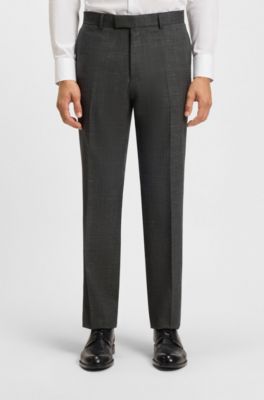 Two-piece regular-fit suit in wool and linen, Dark Green