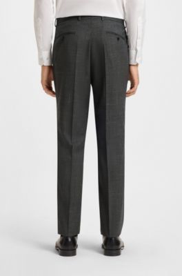 Two-piece regular-fit suit in wool and linen, Dark Green