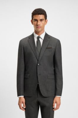 Two-piece regular-fit suit in wool and linen, Dark Green