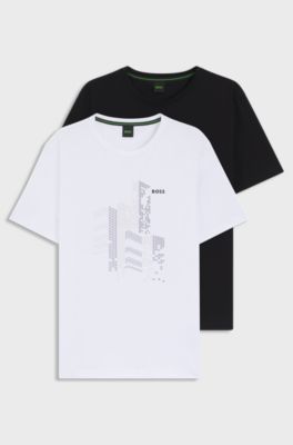 Two-pack of T-shirts in stretch-cotton jersey, White / Black