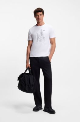 Two-pack of T-shirts in stretch-cotton jersey, White / Black