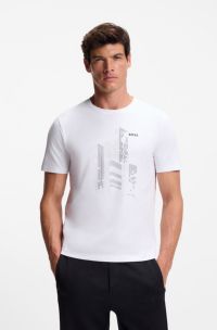 Set van twee jersey T-shirts van stretchkatoen, Wit / Zwart