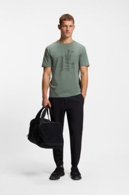 T-shirt in jersey di cotone elasticizzato in confezione da due, Nero / Verde