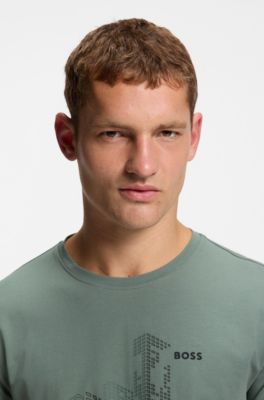 Zweierpack T-Shirts aus elastischem Baumwoll-Jersey, Schwarz / Gr&uuml;n