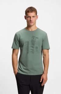Two-pack of T-shirts in stretch-cotton jersey, Black / Green
