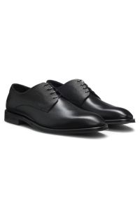 Derby shoes in smooth and textured leather, Black