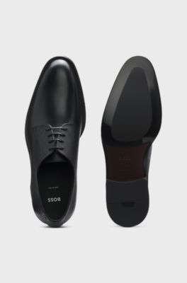 Derby shoes in smooth and textured leather, Black