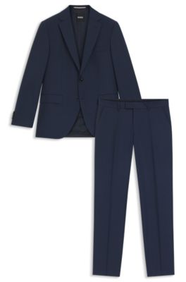 Two-piece regular-fit suit in virgin wool, Dark Blue