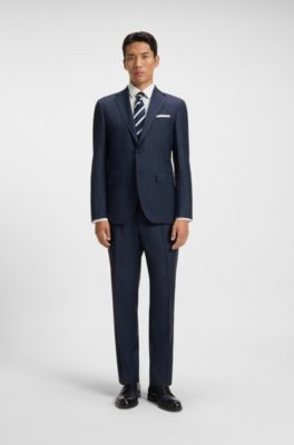 Two-piece regular-fit suit in virgin wool, Dark Blue