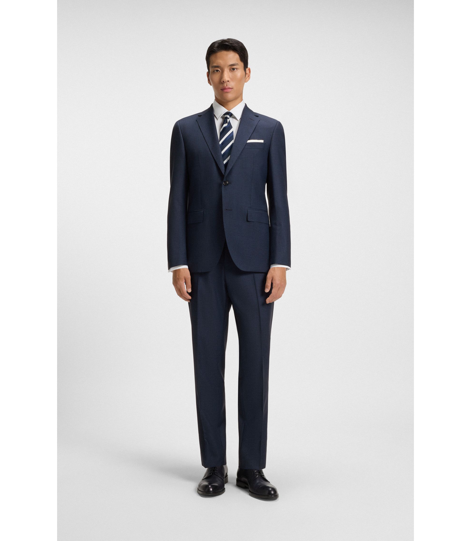 BOSS - Two-piece regular-fit suit in virgin wool - Dark Blue