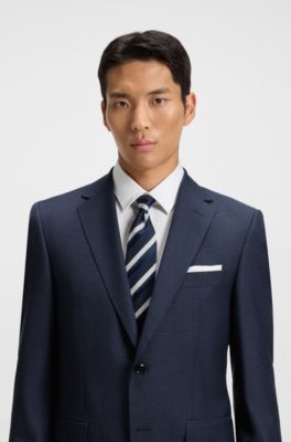 Two-piece regular-fit suit in virgin wool, Dark Blue