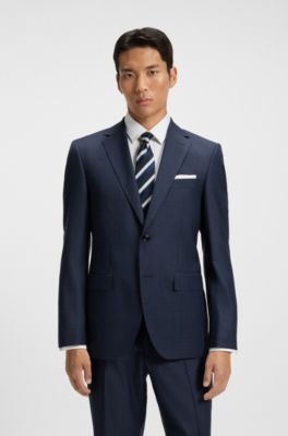 Costume deux pi&egrave;ces Regular en laine vierge, Bleu fonc&eacute;