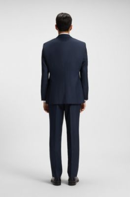 Costume deux pi&egrave;ces Regular en laine vierge, Bleu fonc&eacute;