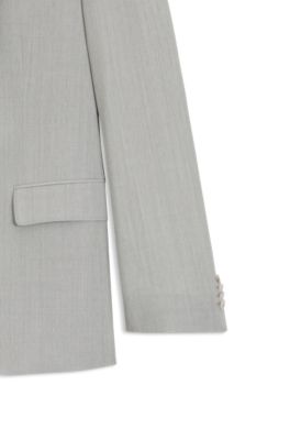 Costume deux pi&egrave;ces Slim en laine vierge &agrave; motif, Argent