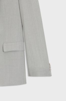 Costume deux pi&egrave;ces Slim en laine vierge &agrave; motif, Argent