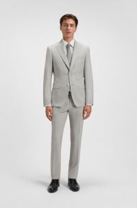 Abito due pezzi slim fit in lana vergine a motivi, Argento