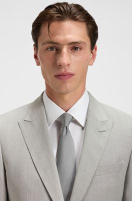 Two-piece slim-fit suit in patterned virgin wool, Silver