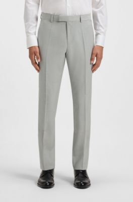 Two-piece slim-fit suit in patterned virgin wool, Silver