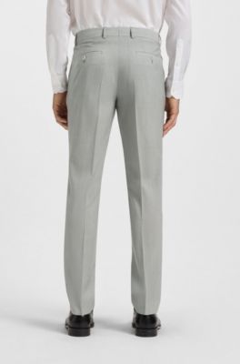 Slim-fit tweedelig pak van scheerwol met dessin, Zilver