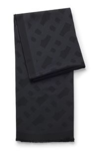 Foulard en modal et laine avec monogramme, Noir