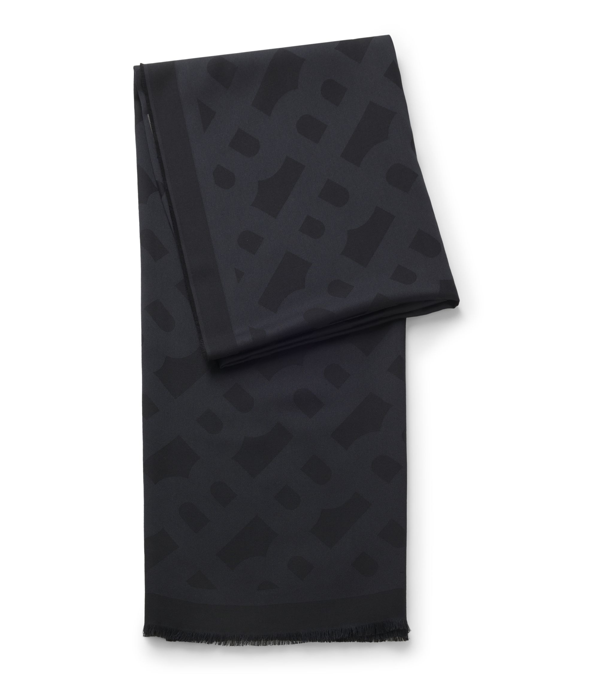 Schal aus Modal-Mix mit Wolle und Monogramm-Muster