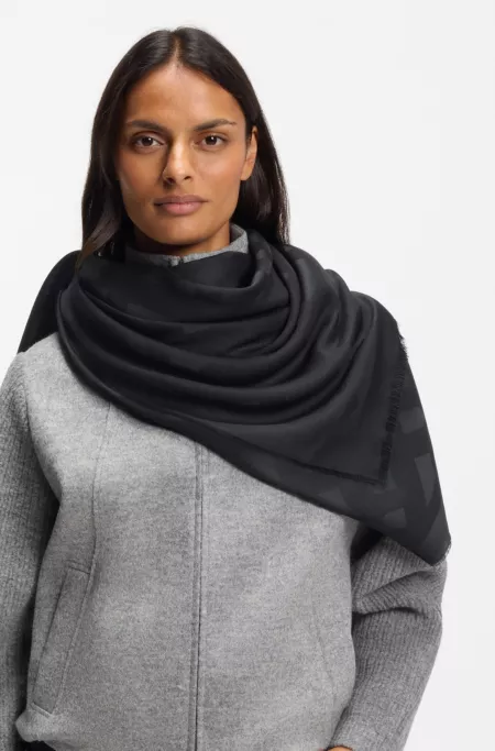 Monogram scarf in modal and wool