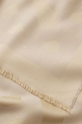 Monogram scarf in modal and wool, Light Beige