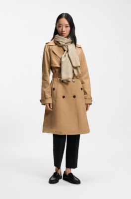 Monogram scarf in modal and wool, Light Beige