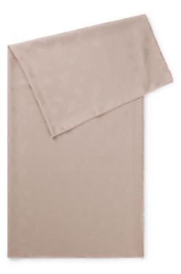 Monogram scarf in modal and wool, Beige