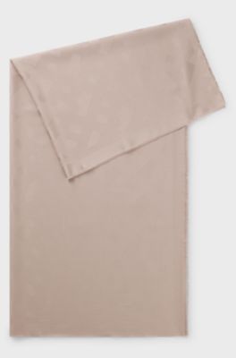 Monogram scarf in modal and wool, Beige