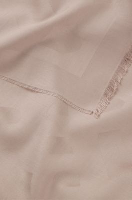 Monogram scarf in modal and wool, Beige