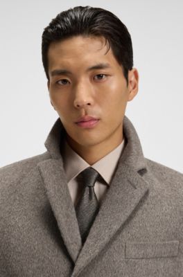 Cappotto slim fit in misto alpaca, Beige