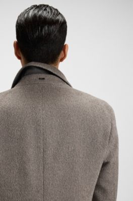 Cappotto slim fit in misto alpaca, Beige