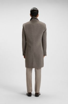 Cappotto slim fit in misto alpaca, Beige