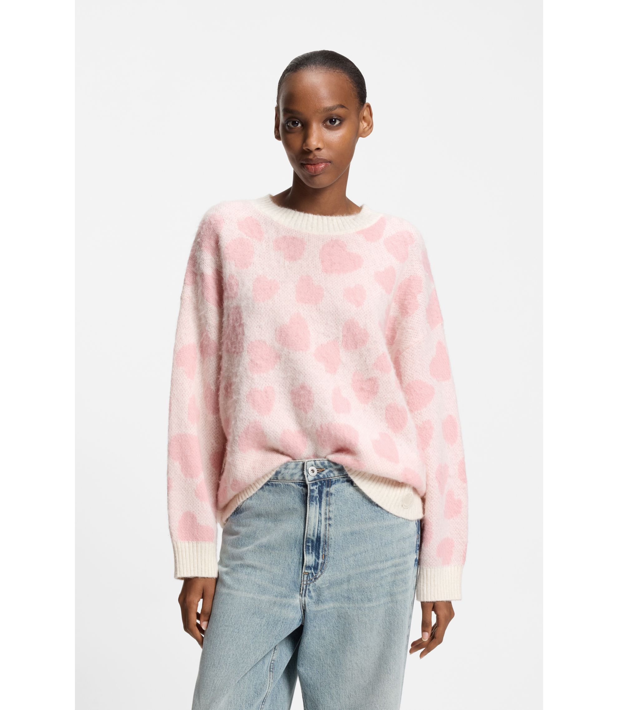 Oversized Pullover mit Jacquard-Herz