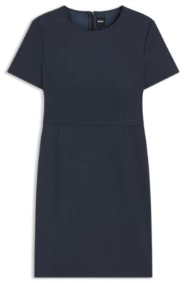 Business dress in melange virgin wool, Dark Blue