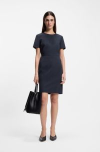 Business dress in melange virgin wool, Dark Blue