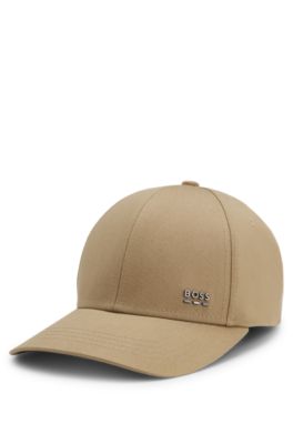 Cotton-twill cap with signature stripes, Khaki