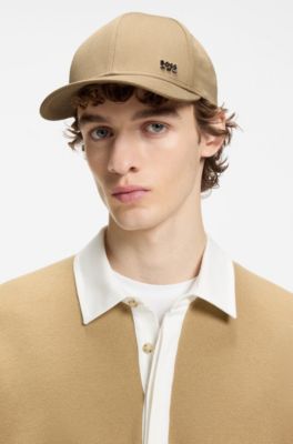 Cotton-twill cap with signature stripes, Khaki