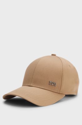 Cotton-twill cap with signature stripes, Beige
