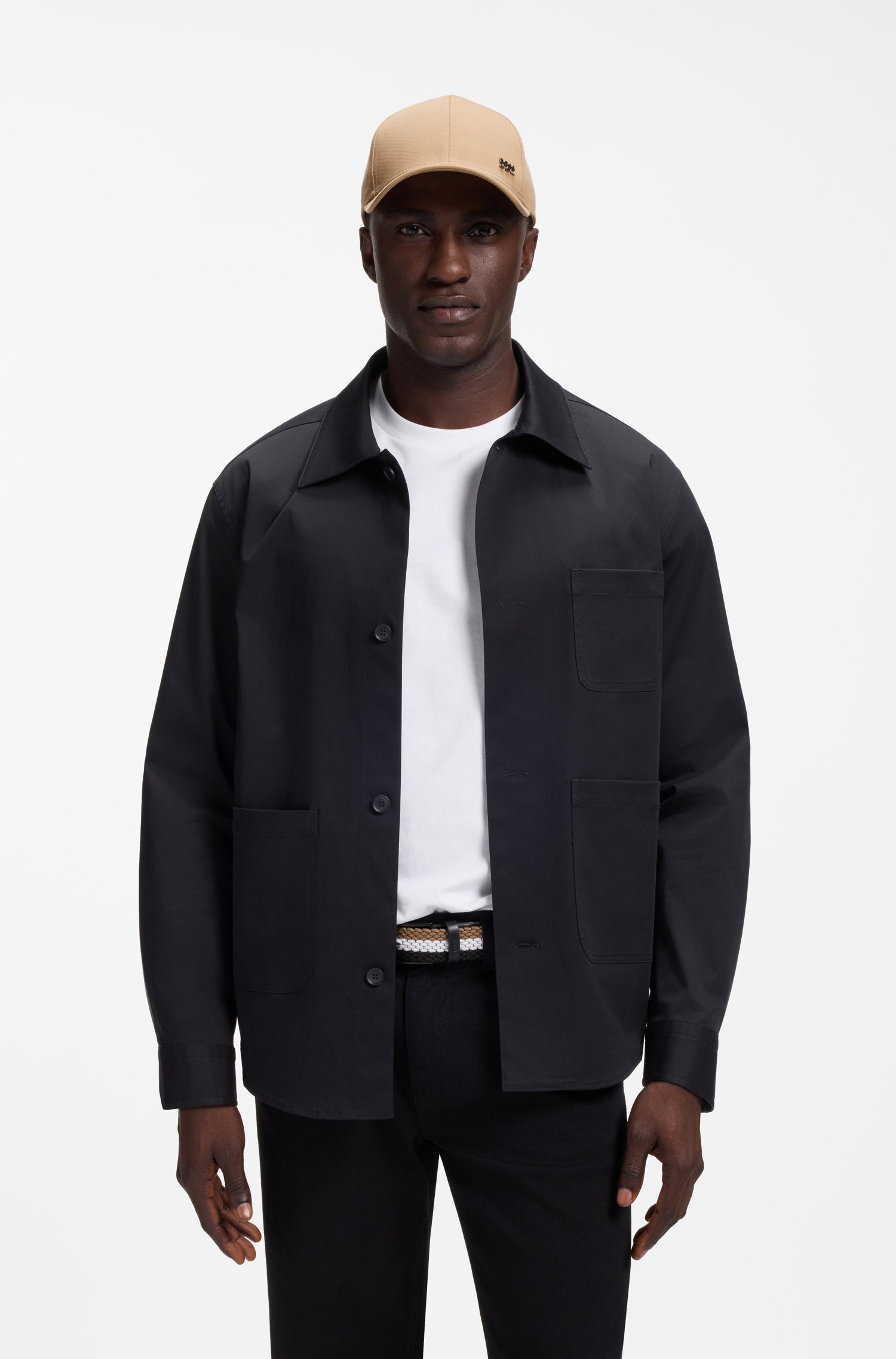 Boss Cotton-twill cap with signature stripes kepsar herr – bild 3